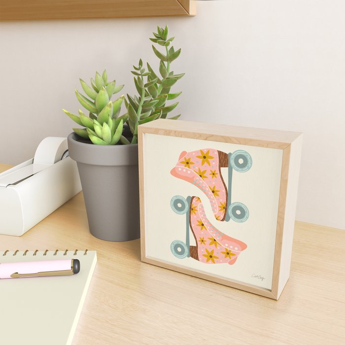 Retro Roller Skates - Blush & Mint Palette Mini Art Print Gallery Image 2