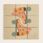 Retro Roller Skates - Blush & Mint Palette Wood Wall Art Gallery Image 1