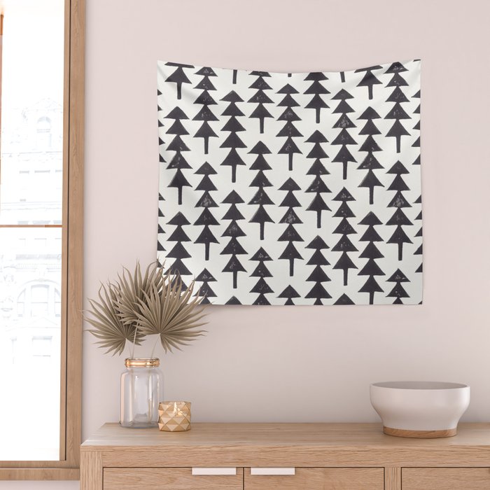 Linocut Forest Wall Tapestry Gallery Image 2