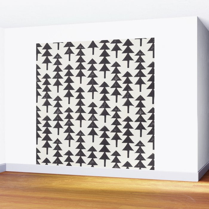 Linocut Forest Wall Mural Gallery Image 2