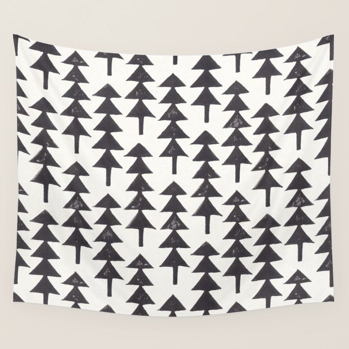 Linocut Forest Wall Tapestry Gallery Image 1