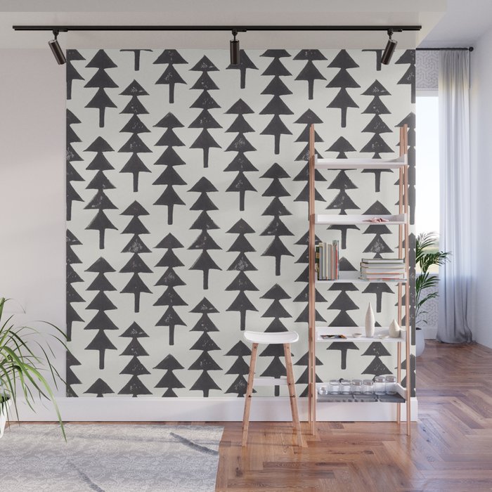 Linocut Forest Wall Mural Gallery Image 1