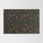 Green, Red-Orange, and Black Floral/Botanical Print Rug Gallery Image 2
