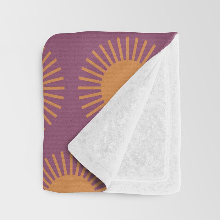 Boho Summer Sun Pattern VI Purple and Orange Throw Blanket Gallery Image 3