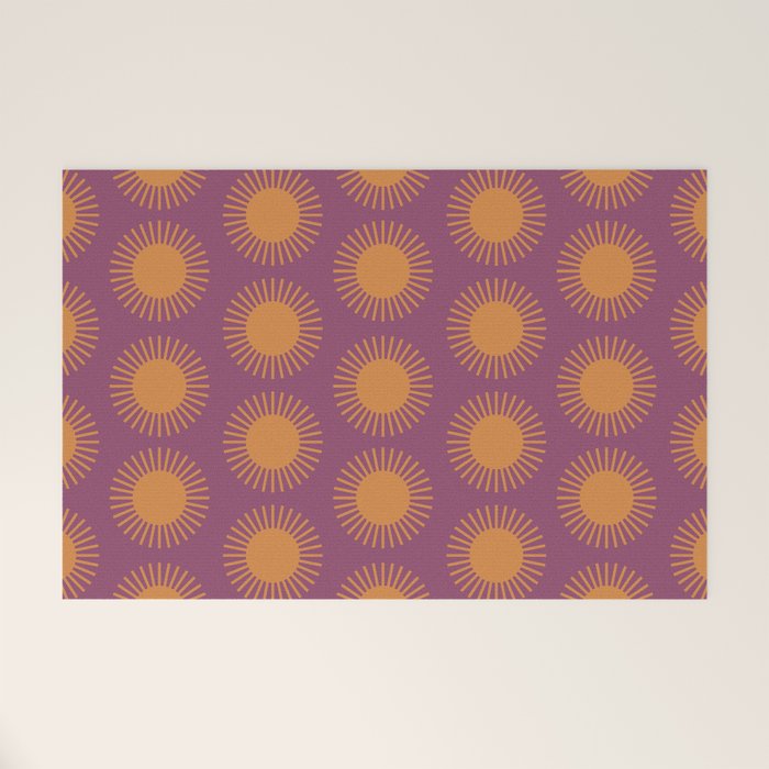 Boho Summer Sun Pattern VI Purple and Orange Welcome Mat Gallery Image 1