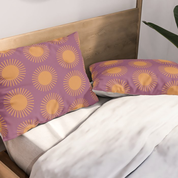 Boho Summer Sun Pattern VI Purple and Orange Pillow Sham Gallery Image 2