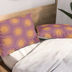 Boho Summer Sun Pattern VI Purple and Orange Pillow Sham Gallery Image 2