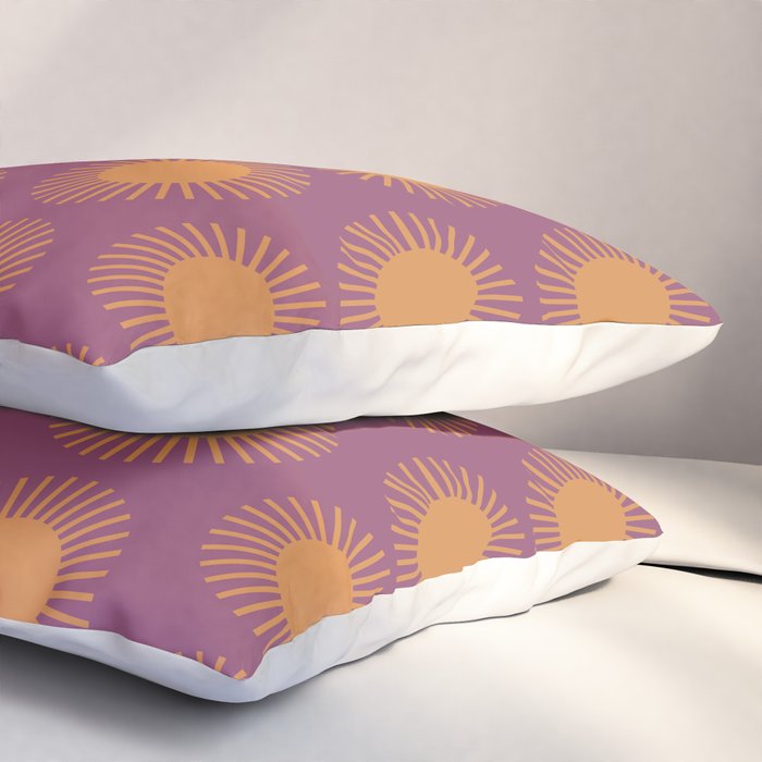 Boho Summer Sun Pattern VI Purple and Orange Pillow Sham Gallery Image 3
