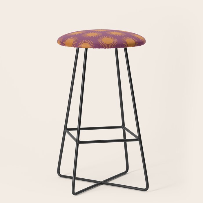 Boho Summer Sun Pattern VI Purple and Orange Stool Gallery Image 1