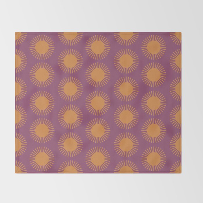 Boho Summer Sun Pattern VI Purple and Orange Throw Blanket Gallery Image 2