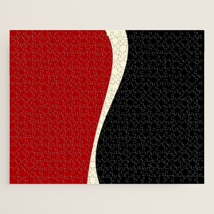 Simple Waves 2 - Red & Cream Jigsaw Puzzle Gallery Image 1