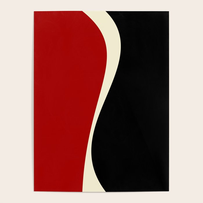 Simple Waves 2 - Red & Cream Poster Gallery Image 1