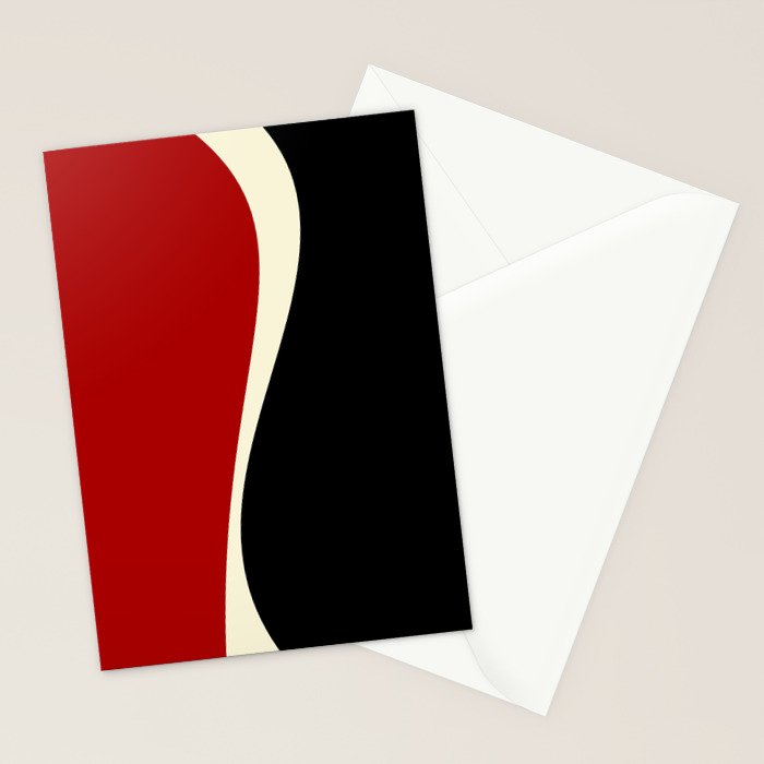 Simple Waves 2 - Red & Cream Stationery Card Gallery Image 2