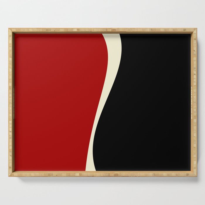 Simple Waves 2 - Red & Cream Serving Tray Gallery Image 1