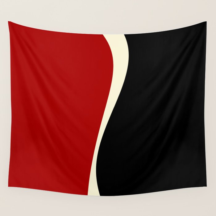 Simple Waves 2 - Red & Cream Wall Tapestry Gallery Image 1