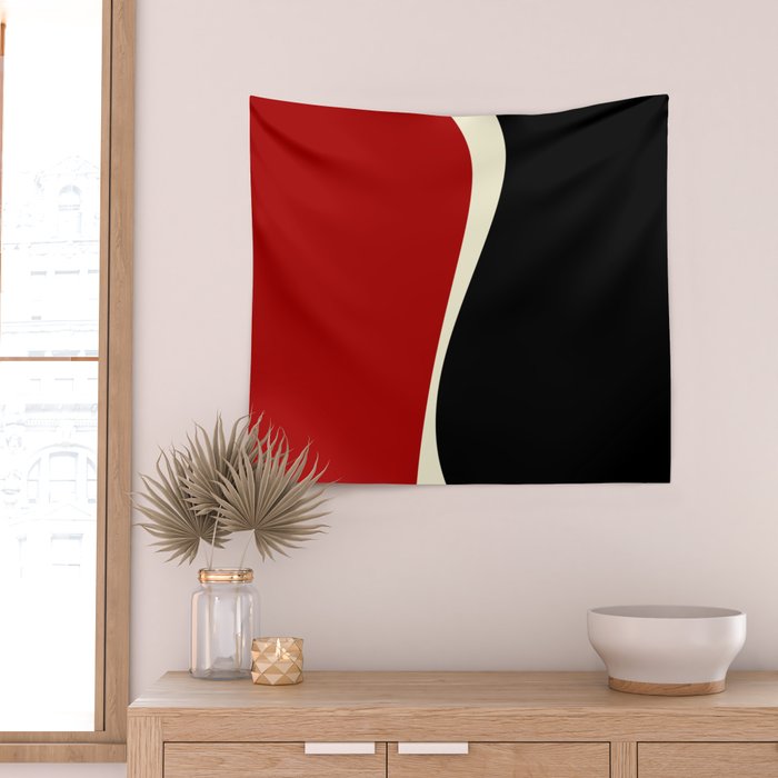 Simple Waves 2 - Red & Cream Wall Tapestry Gallery Image 2