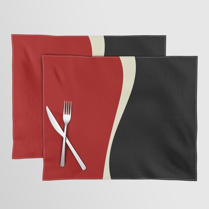 Simple Waves 2 - Red & Cream Placemat Gallery Image 1