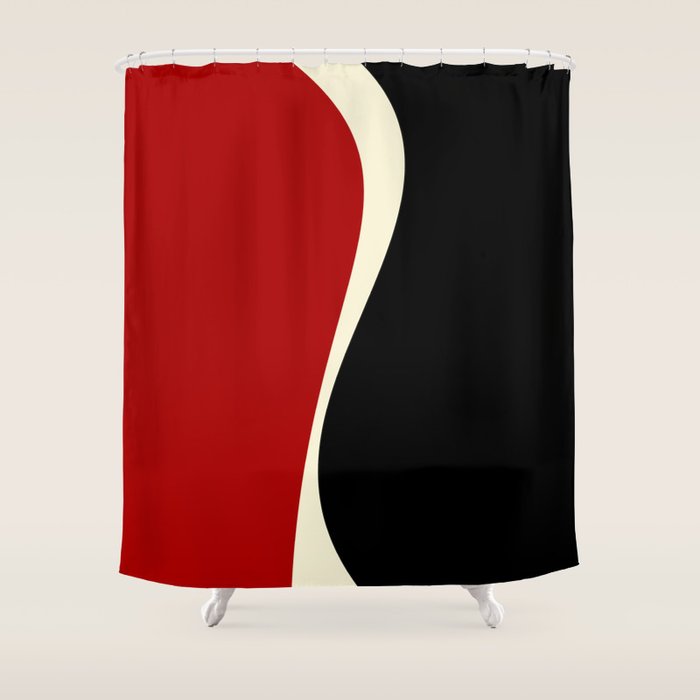 Simple Waves 2 - Red & Cream Shower Curtain Gallery Image 1