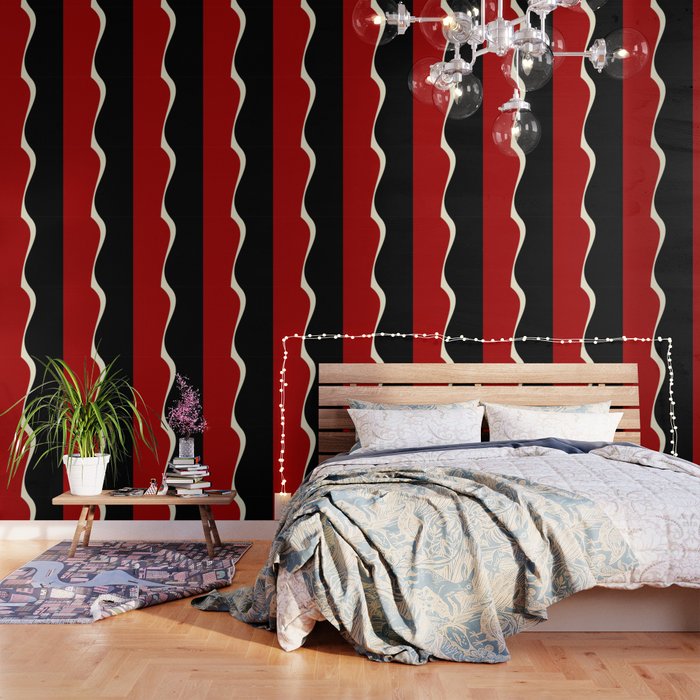 Simple Waves 2 - Red & Cream Wallpaper Gallery Image 3