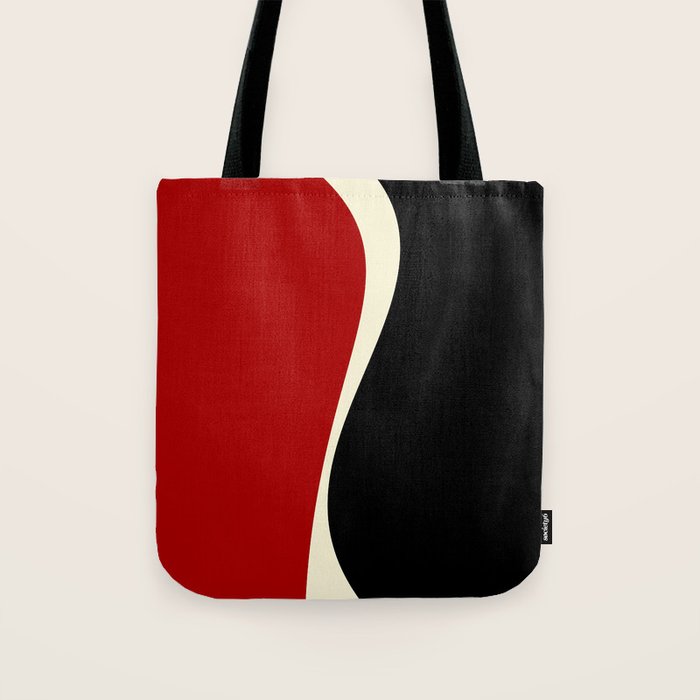 Simple Waves 2 - Red & Cream Tote Bag Gallery Image 1