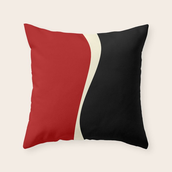 Simple Waves 2 - Red & Cream Throw Pillow Gallery Image 1