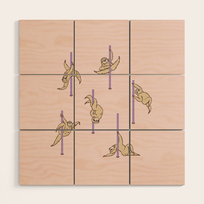 Sloths Pole Dancing Club Wood Wall Art Gallery Image 1