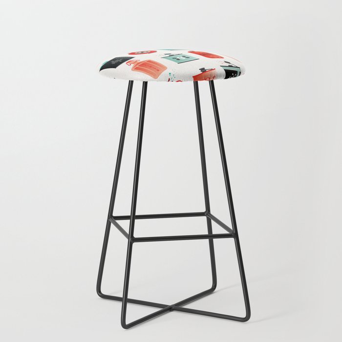 Flask Collection - Red & Turquoise Palette Stool Gallery Image 1