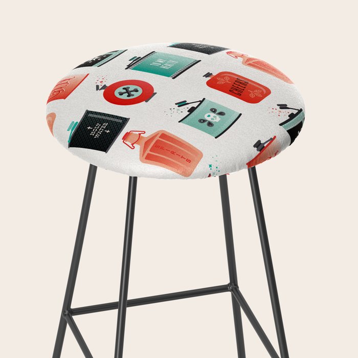 Flask Collection - Red & Turquoise Palette Stool Gallery Image 2