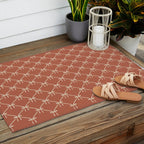 Bows & Ribbons Pattern LVIII Terracotta Orange Outdoor Rug Gallery Image 2