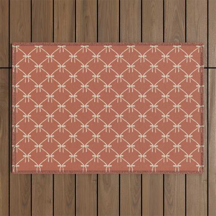 Bows & Ribbons Pattern LVIII Terracotta Orange Outdoor Rug Gallery Image 1