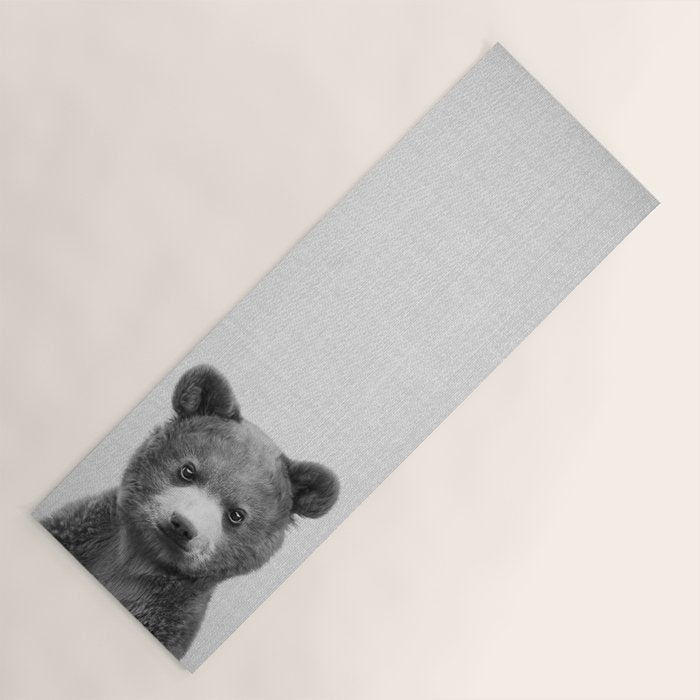 Baby Bear - Black & White Yoga Mat Gallery Image 1