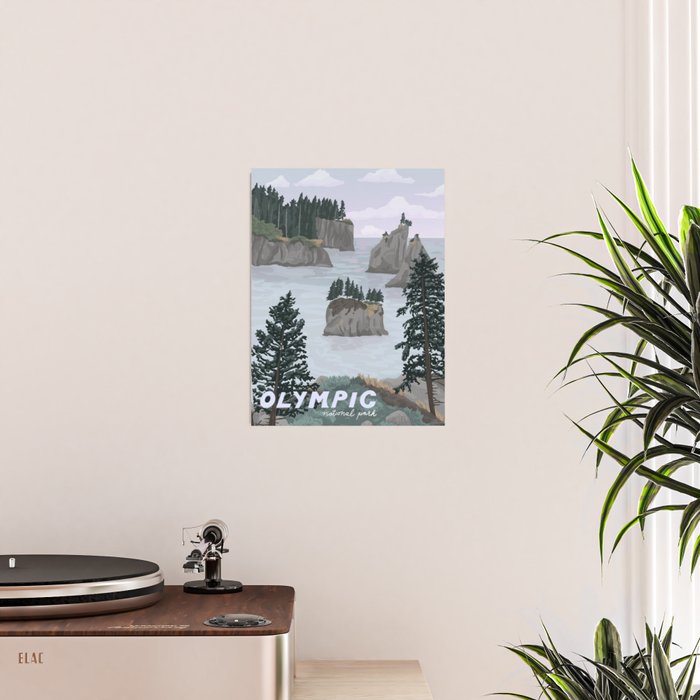 Olympic National Park Poster, Washington, illustrated National Parks USA Poster Gallery Image 2