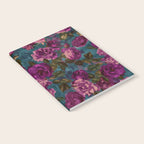 Regency Vibe Velveteen Moody  Flowers Fuchsia Pink Burgundy And Turquoise Notebook Gallery Image 2