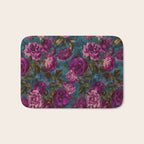 Regency Vibe Velveteen Moody  Flowers Fuchsia Pink Burgundy And Turquoise Bath Mat Gallery Image 1