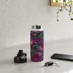 Regency Vibe Velveteen Moody  Flowers Fuchsia Pink Burgundy And Turquoise Water Bottle Gallery Image 4