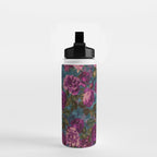 Regency Vibe Velveteen Moody  Flowers Fuchsia Pink Burgundy And Turquoise Water Bottle Gallery Image 2