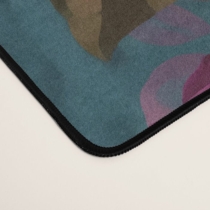 Regency Vibe Velveteen Moody  Flowers Fuchsia Pink Burgundy And Turquoise Desk Mat Gallery Image 4