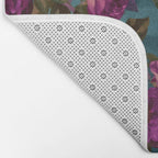 Regency Vibe Velveteen Moody  Flowers Fuchsia Pink Burgundy And Turquoise Bath Mat Gallery Image 2