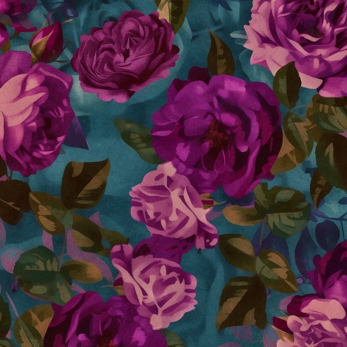 Regency Vibe Velveteen Moody  Flowers Fuchsia Pink Burgundy And Turquoise Coffee Mug Gallery Image 2