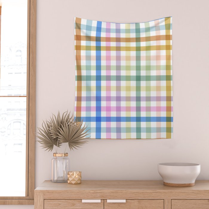 Rainbow Check Bliss Wall Tapestry Gallery Image 2