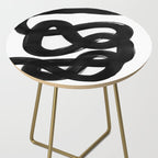 Knots Black & White Minimalist Ink Tribal Mid Century Pattern Dark Painting Pattern Side Table Gallery Image 2