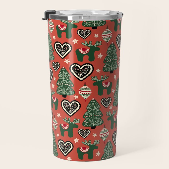 Scandinavian Christmas Ornaments Travel Mug Gallery Image 3