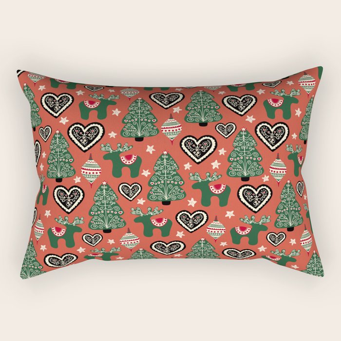 Scandinavian Christmas Ornaments Rectangular Pillow Gallery Image 2