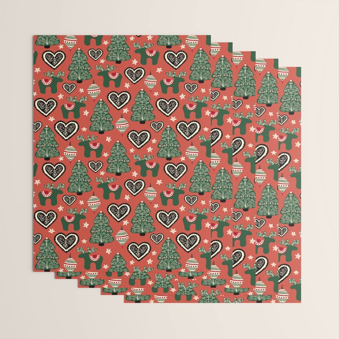 Scandinavian Christmas Ornaments Wrapping Paper Gallery Image 3