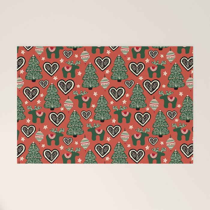 Scandinavian Christmas Ornaments Welcome Mat Gallery Image 1