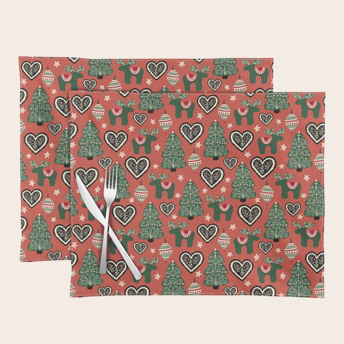 Scandinavian Christmas Ornaments Placemat Gallery Image 1