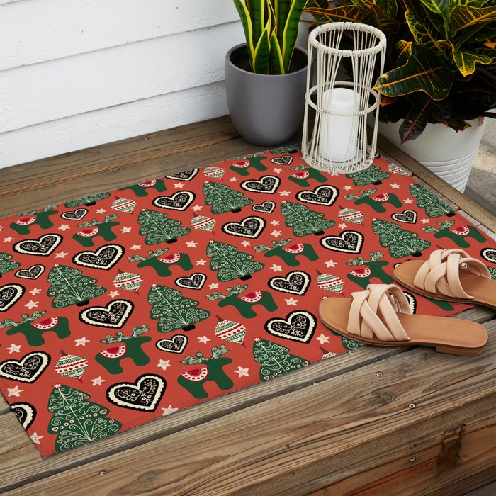 Scandinavian Christmas Ornaments Outdoor Rug Gallery Image 2