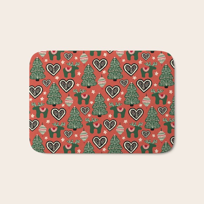 Scandinavian Christmas Ornaments Bath Mat Gallery Image 1