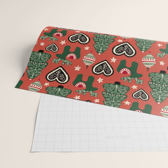 Scandinavian Christmas Ornaments Wrapping Paper Gallery Image 2