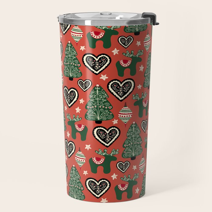Scandinavian Christmas Ornaments Travel Mug Gallery Image 2
